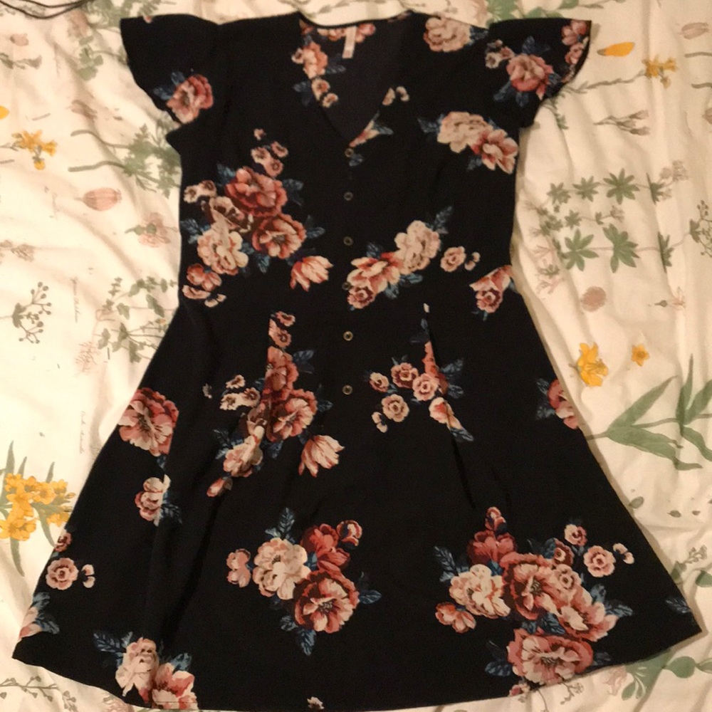 Black Floral Skater Dress